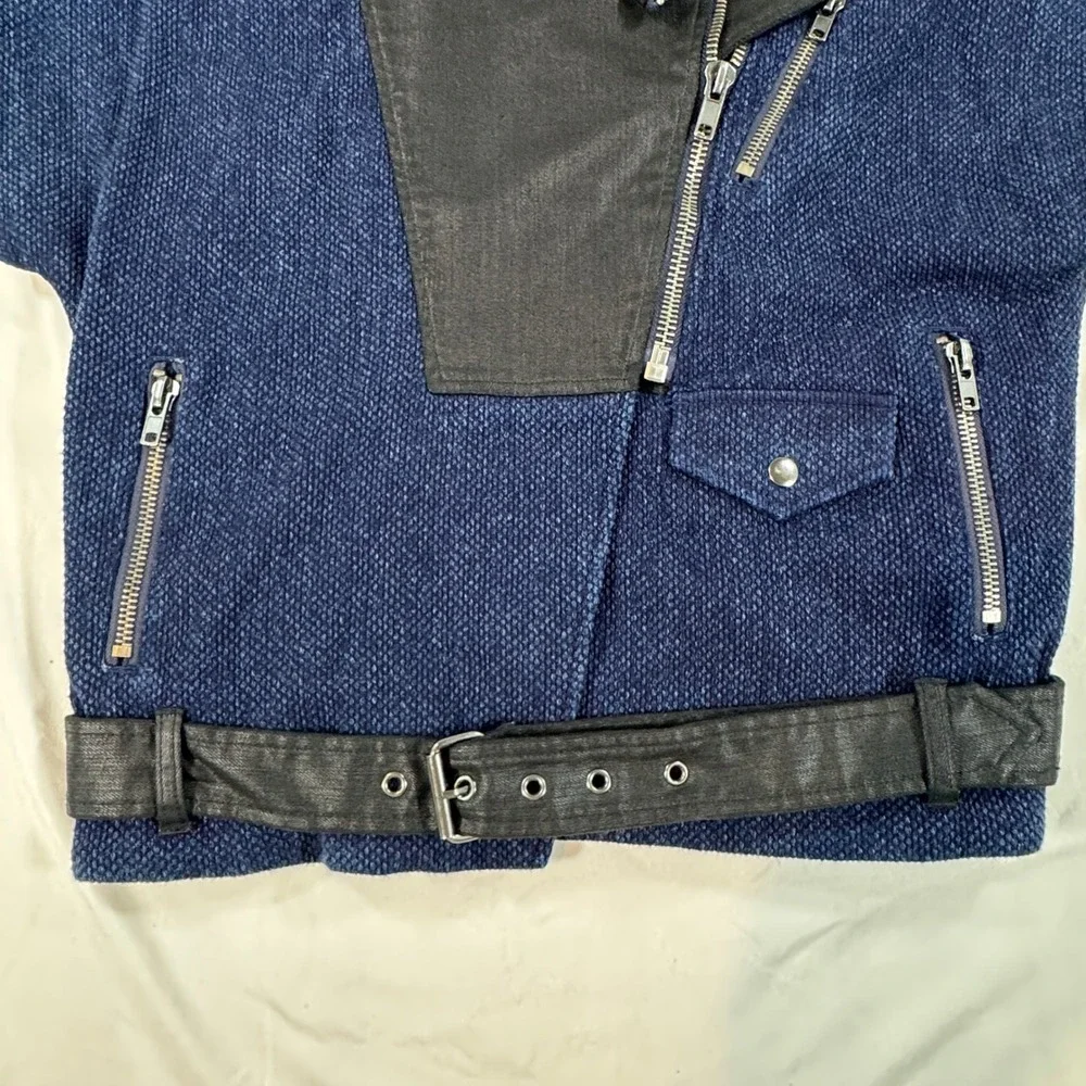 Free People Pieced-Together Jacket‎ Asymmetrical Zip Belted Women's M Boho